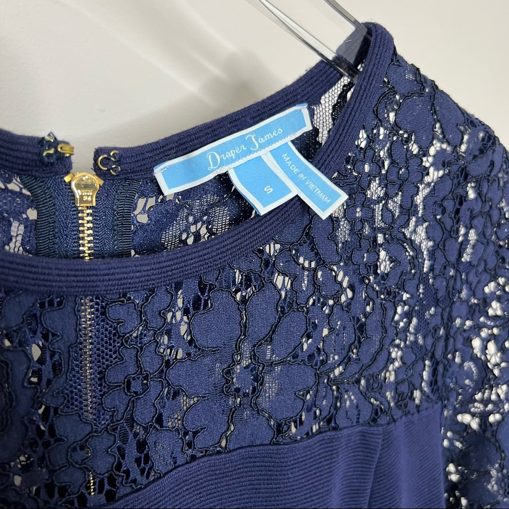 Draper James Navy Blue Lace Flutter Sleeve Dress - image 5